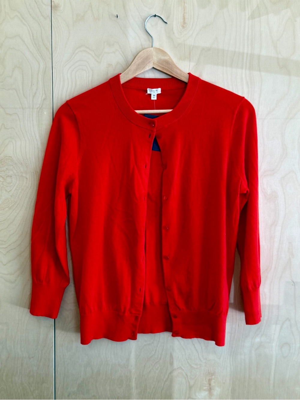 J. Crew Bright Red Crewneck Button Cardigan